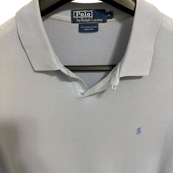 POLO Ralph Lauren Mens XL Short Sleeve Polo Shirt Light Blue Pima Cotton SOFT - Picture 4 of 6